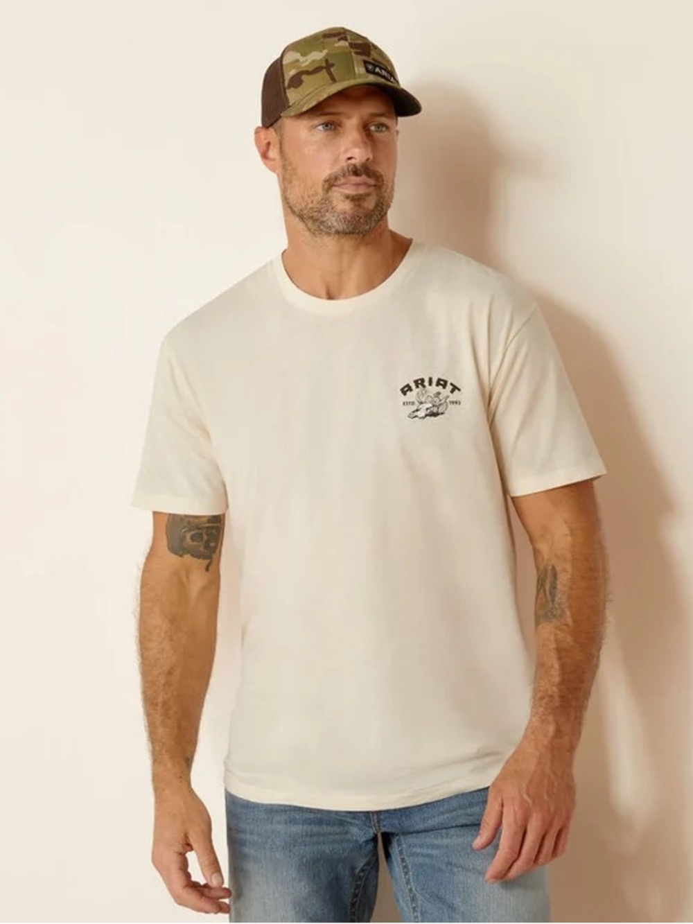 ARIAT MEN T-SHIRT SOL ARCH - OFF WHITE Size M (Callout)